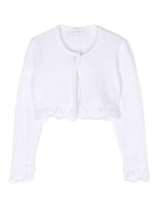 Monnalisa cardigan bordé de dentelle - Blanc