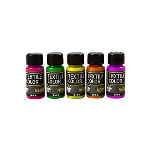 Crea Neon textielverf - set van 5 kleure