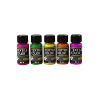 Crea Neon textielverf - set van 5 kleure