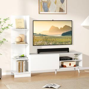 Woonwand TV-meubel voor TV tot 50 inch TV-kast met Boekenplank & Verstelbare Plank Wit 140 x 31 x 115,5 cm