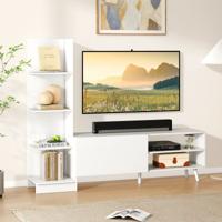 Woonwand TV-meubel voor TV tot 50 inch TV-kast met Boekenplank & Verstelbare Plank Wit 140 x 31 x 115,5 cm