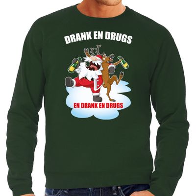 Foute Kersttrui / outfit Drank en drugs groen voor heren Foute Kersttrui / outfit Drank en drugs groen voor heren