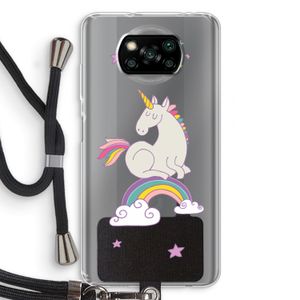 Regenboog eenhoorn: Xiaomi Poco X3 NFC Transparant Hoesje met koord