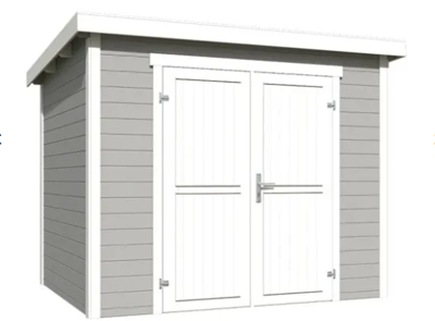 Blokhut Mila 250x200 Platinum Grey-Wit - Outdoor life