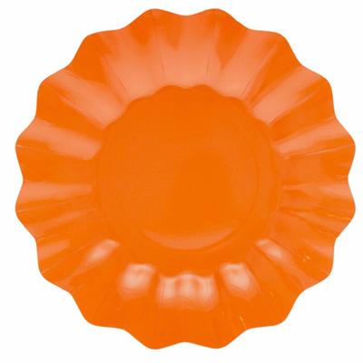 Feestbordjes met schulprand - 8x - oranje - rond - karton - 27cm