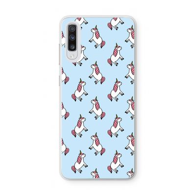 Eenhoorns overal: Samsung Galaxy A70 Transparant Hoesje