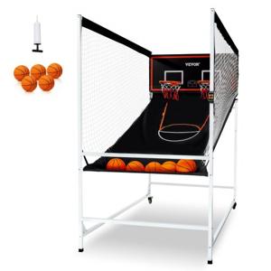 VEVOR Indoor basketbalspel voor 2 spelers, basketbalmachine, basketbalbalstandaard met 5 ballen en 8 spelmodi en 2 basketbalhoepels en scorebord en opblaasbare pomp, voor kinderen, volwassenen (zwart)