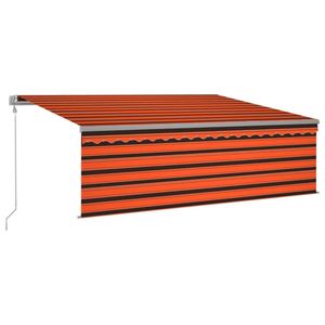 vidaXL Luifel met rolgordijn, LED en windsensor 4x3 m oranje en bruin