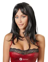 * COTTELLI Zwarte middellange pruik, CC0779199