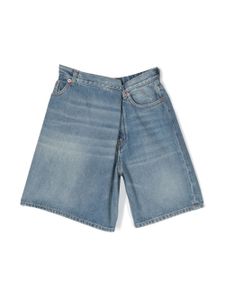 MM6 Maison Margiela Kids short en jean à patch logo - Bleu