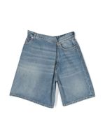 MM6 Maison Margiela Kids short en jean à patch logo - Bleu - thumbnail