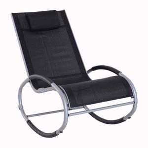 Outsunny Schommelstoel schommelbank lounger schommelstoel met hoofdkussen aluminium tot 120 kg | Aosom Netherlands