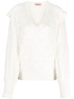 TWINSET pull à ornements Oval T de perles - Blanc