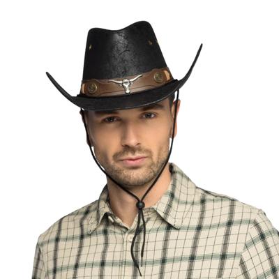 Carnaval Cowboy verkleed hoed Wyatt deluxe - zwart - volwassenen - Western Carnaval Cowboy verkleed hoed Wyatt deluxe - zwart - volwassenen - Western