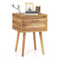 Nachtkastje met 2 Laden Nachtkastje voor Boxspringbed Bijzettafel van Hout Nachtkastje 40 x 40 x 59,5 cm Wit/Natuur/Bruin Nachtkastje met 2 Laden Nachtkastje voor Boxspringbed Bijzettafel van Hout Nachtkastje 40 x 40 x 59,5 cm Wit/Natuur/Bruin