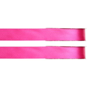 2x Hobby/decoratie fuchsia roze satijnen sierlinten 1 cm/10 mm x 25 meter