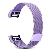 Smart Watch roestvrijstalen polsband horlogeband voor FITBIT charge 2 (licht paars)