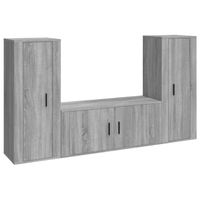 The Living Store TV-meubelset - grijs sonoma eiken - 2x 40x34.5x100cm + 1x 100x34.5x40cm - thumbnail