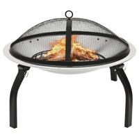 VidaXL Vuurschaal en barbecue 2-in-1 met pook 56x56x49 cm rvs