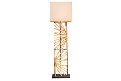 Staande lamp EUPHORIA 165cm lampenkap beige longan hout naturel - 44688