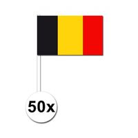 50 Belgische zwaaivlaggetjes 12 x 24 cm - thumbnail