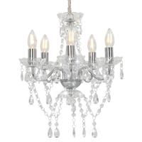 Kroonluchter met kristallen kralen rond 5xE14 zilverkleurig