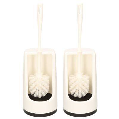 2x stuks wc-borstels/toiletborstels met houder wit 41 cm van kunststof
