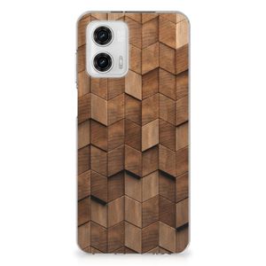 Bumper Hoesje voor Motorola Moto G73 Wooden Cubes