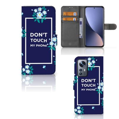 Xiaomi 12 Pro Portemonnee Hoesje Flowers Blue DTMP Xiaomi 12 Pro Portemonnee Hoesje Flowers Blue DTMP