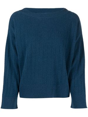Pringle of Scotland pull nervuré à col large - Bleu
