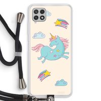 Vliegende eenhoorn: Samsung Galaxy A22 4G Transparant Hoesje met koord