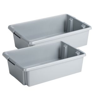 Sunware Opslagbox - 4 stuks - kunststof 30 liter lichtgrijs 59 x 39 x 17 cm