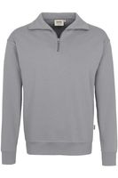 HAKRO 451 Comfort Fit Half-Zip Sweater grijs, Effen