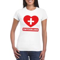 Zwitserland hart vlag t-shirt wit dames