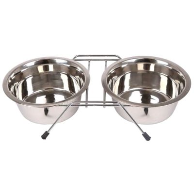 Nobleza Hondenvoerbak met standaard - Dubbel - RVS - Maat M