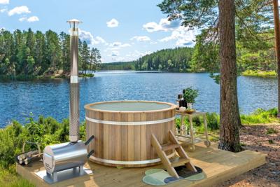Tuindeco Hottub met externe RVS kachel Ø180 cm Thermowood- - Thermowood- Tuindeco