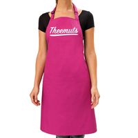 Theemuts keukenschort roze voor dames - thumbnail