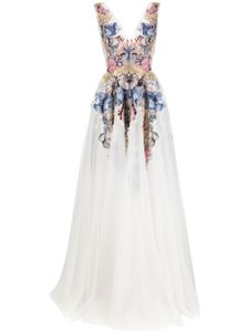 Saiid Kobeisy robe longue en tulle à perles - Multicolore