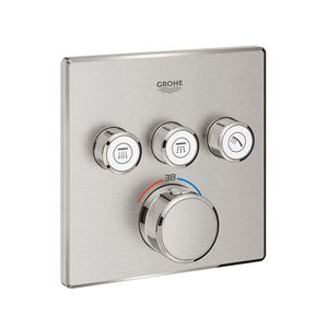 Grohe Inbouwkraan Grohtherm Smart Control Thermostaatkraan met 3-weg Omstelling Vierkant 4 Knop Supersteel