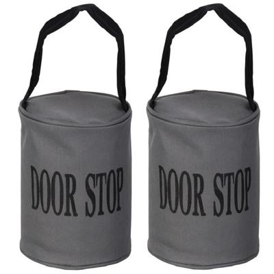 Esschert Design Canvas deurstopper grijs - 2x stuks - met handvat - 16 x 12.5 cm - 2.4 kg