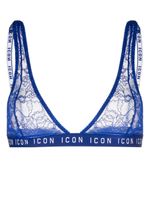 DSQUARED2 soutien-gorge en dentelle fleurie à logo imprimé - Bleu - thumbnail