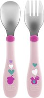 Chicco bestek Mijn Eerste Metalen Bestek 20 cm RVS roze 2-delig - thumbnail