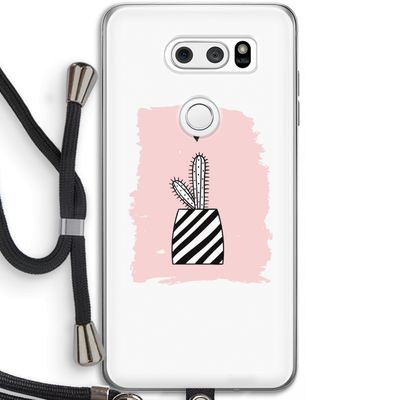 Zwart-wit cactus: LG V30 Transparant Hoesje met koord