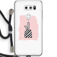 Zwart-wit cactus: LG V30 Transparant Hoesje met koord