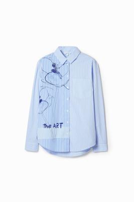 Blouse met arty strepen - BLUE - S