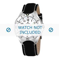 Calypso horlogeband K5154-1 Leder Zwart 21mm + wit stiksel - thumbnail