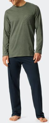 Schiesser Pyjama gestreept groen-blauw