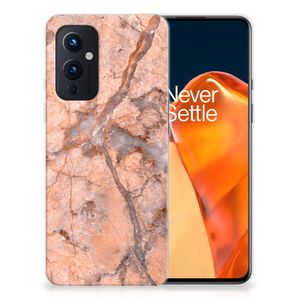 OnePlus 9 TPU Siliconen Hoesje Marmer Oranje