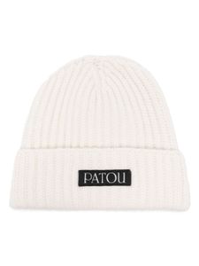 Patou bonnet nervuré à patch logo - Blanc