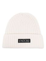 Patou bonnet nervuré à patch logo - Blanc - thumbnail